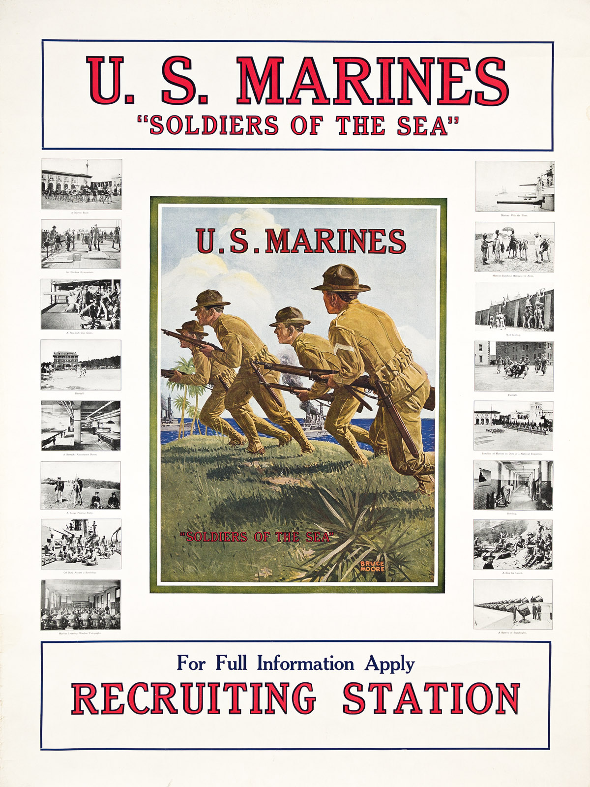 VARIOUS ARTISTS.  [WORLD WAR I / U.S. NAVY AND MARINES]. Group of 5 posters. 1913-1918. Sizes vary.